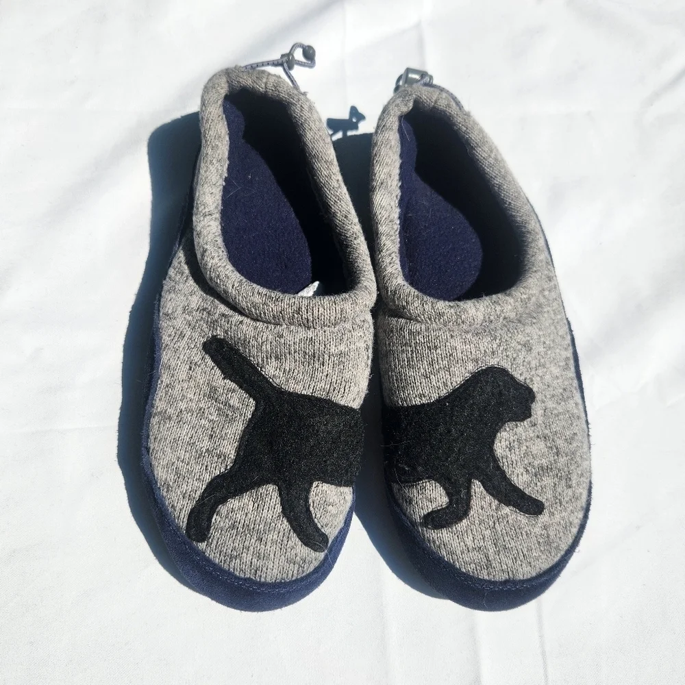 LL Bean kids size 5 - 6 black dog slippers